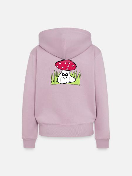 Zwinkernder Pilz mit rotem Hut - Frauen Premium Bio Zip Hoodie - Altrosa