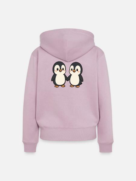 Zwei Pinguine Händchenhaltend - Frauen Premium Bio Zip Hoodie - Altrosa