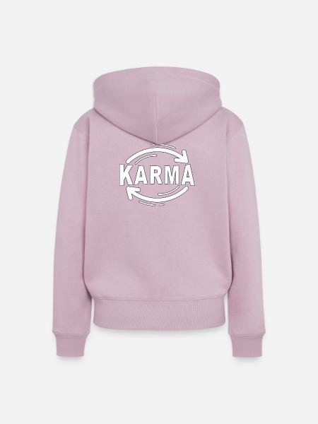 Karma - Minimalistisches Statement Design - Frauen Premium Bio Zip Hoodie - Altrosa