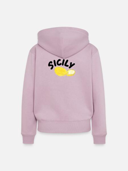 Sicily Zitronen Illustration - Sicily - Frauen Premium Bio Zip Hoodie - Altrosa