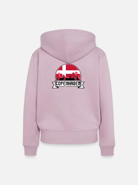 Kopenhagener Skyline-Abzeichen - Frauen Premium Bio Zip Hoodie - Altrosa