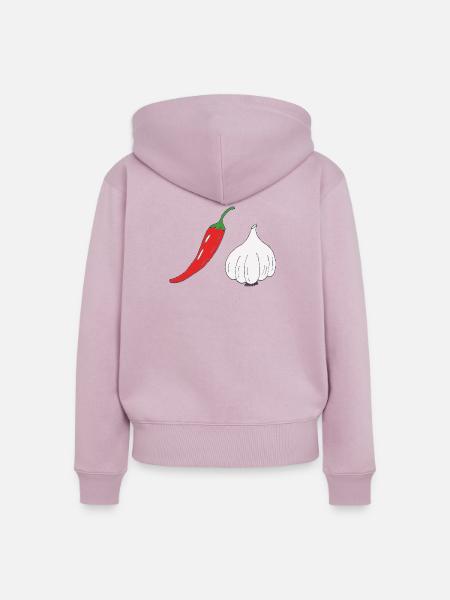 Chili und Knoblauch Duo - Frauen Premium Bio Zip Hoodie - Altrosa
