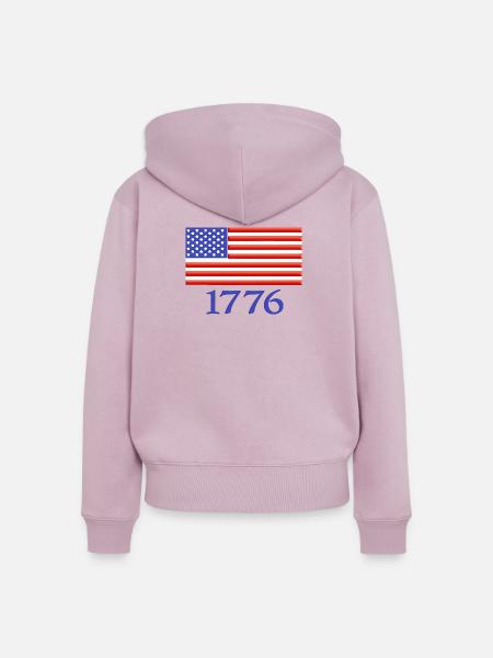 1776 Amerikanische Flagge bestickt - Frauen Premium Bio Zip Hoodie - Altrosa
