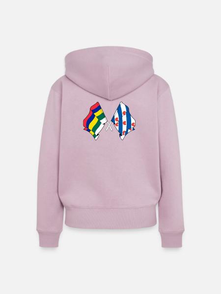 Terschelling & Friesland kreuzte Flaggen - Frauen Premium Bio Zip Hoodie - Altrosa