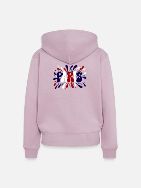 Paris Graffiti & Splash Blue White Red - Frauen Premium Bio Zip Hoodie - Altrosa