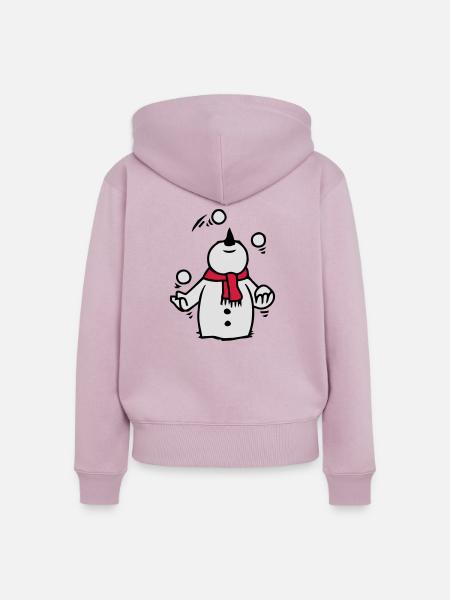 Schneemann jongliert mit Schneebällen - Frauen Premium Bio Zip Hoodie - Altrosa