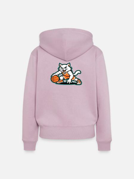 Basketball Cat Dunk - Frauen Premium Bio Zip Hoodie - Altrosa