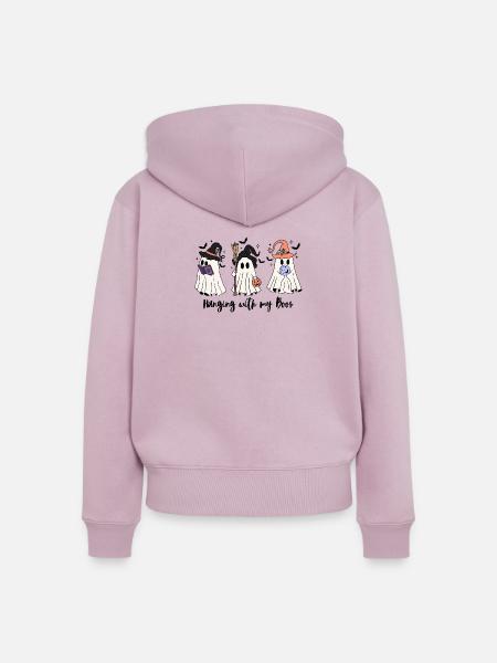 🧙♀️ Witchy Ghost Squad – Spooky & Cute 👻 - Frauen Premium Bio Zip Hoodie - Altrosa