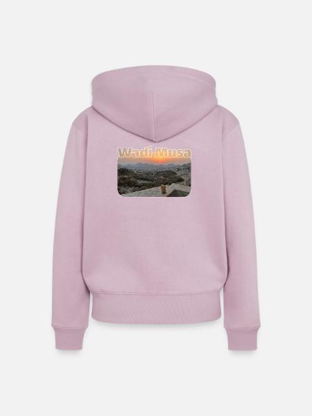 Wadi Musa Sonnenuntergang Panorama - Frauen Premium Bio Zip Hoodie - Altrosa