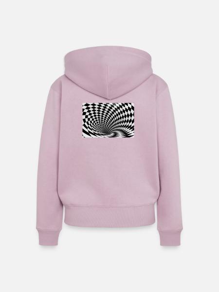Hypnotischer Schwarz-Weiß-Wirbel - Frauen Premium Bio Zip Hoodie - Altrosa