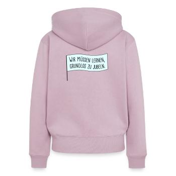 Rejoicing for no reason - Women's Premium Organic Zip Hoodie - dusky pink - Back - Julia (174cm)