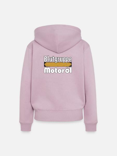 Blutgruppe Motoröl Schrauber Design - Frauen Premium Bio Zip Hoodie - Altrosa