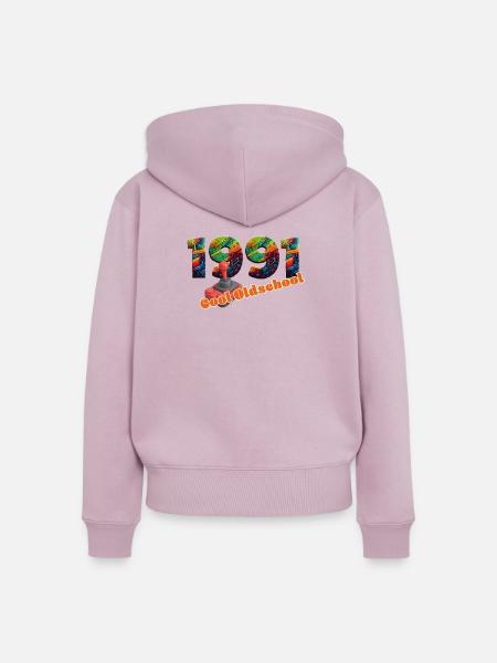 1991 – Digital Retro Gaming Design - Frauen Premium Bio Zip Hoodie - Altrosa