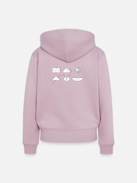 origami folding boat - Frauen Premium Bio Zip Hoodie - Altrosa