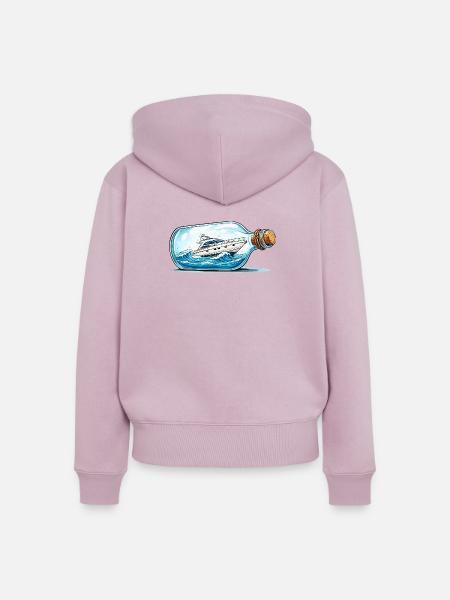 Flaschenboot auf hoher See - Frauen Premium Bio Zip Hoodie - Altrosa
