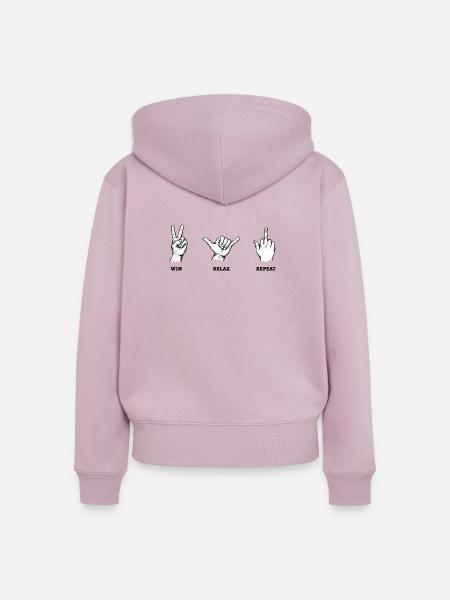 Win Relax Repeat Handzeichen Set – Illustration - Frauen Premium Bio Zip Hoodie - Altrosa
