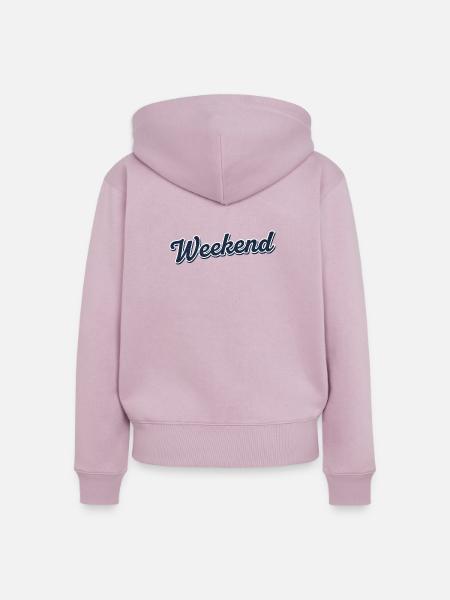Weekend Blau Outline Script - Frauen Premium Bio Zip Hoodie - Altrosa