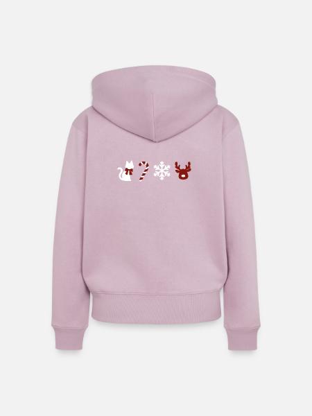 Weihnachtskatze & Rentier - Frauen Premium Bio Zip Hoodie - Altrosa