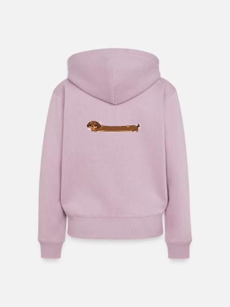 Langer Dackel süss - Frauen Premium Bio Zip Hoodie - Altrosa