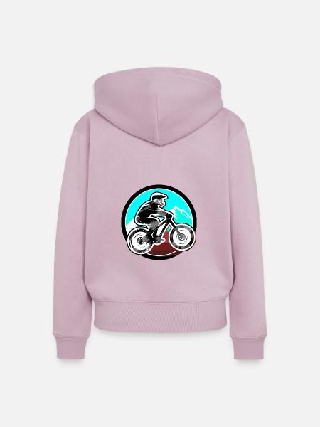 downhill,hügel,mountainbike,rad,radfahrer,graffiti - Frauen Premium Bio Zip Hoodie - Altrosa