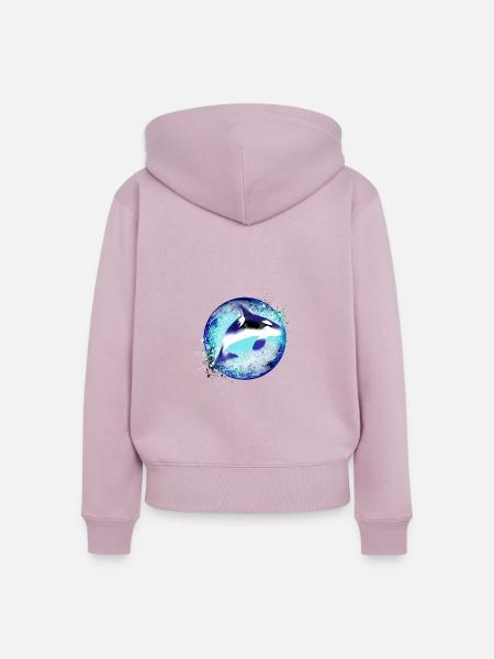 Wal, erde, malerei,blau,Killerwal,meer,planet - Frauen Premium Bio Zip Hoodie - Altrosa