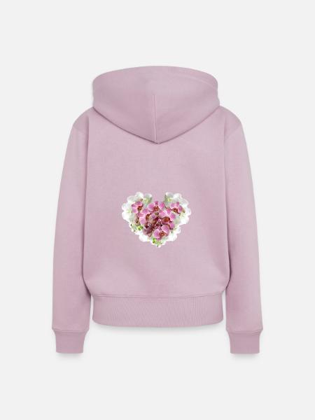 Orchidee,blumen,blumenherz,herz, blüte - Frauen Premium Bio Zip Hoodie - Altrosa