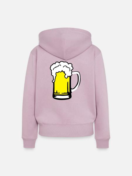 Bier mit Schaum, Bierkrug - Frauen Premium Bio Zip Hoodie - Altrosa