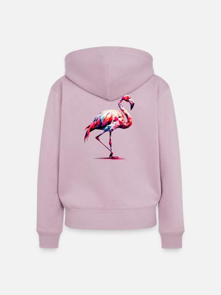 Polygonaler Flamingo - Frauen Premium Bio Zip Hoodie - Altrosa