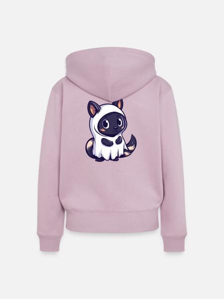 Stinktier Halloween Geist - Frauen Premium Bio Zip Hoodie - Altrosa