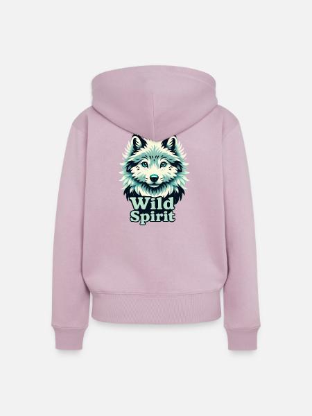 Wilde Wolfsseele - Frauen Premium Bio Zip Hoodie - Altrosa