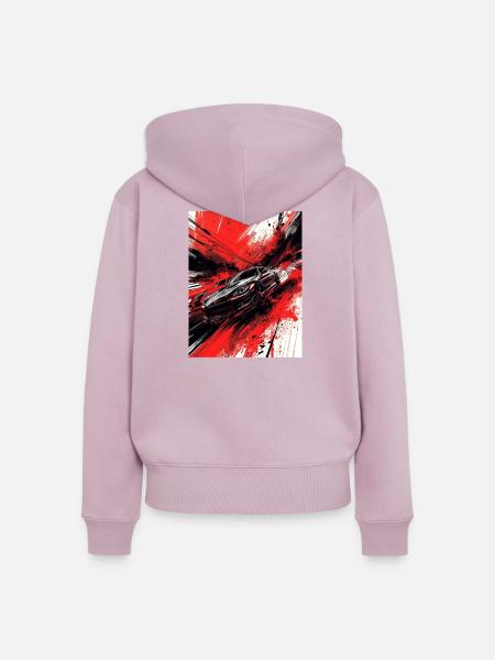 Rasender Rot Schwarz Japan  - Frauen Premium Bio Zip Hoodie - Altrosa