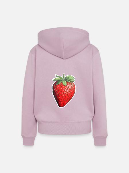 Erdbeere einzeln - Frauen Premium Bio Zip Hoodie - Altrosa