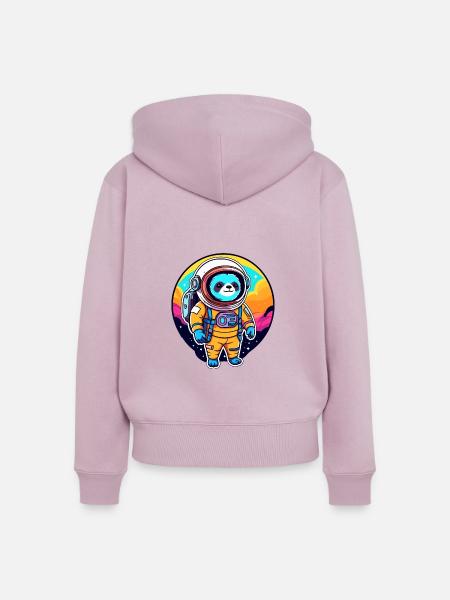 Faultier Astronaut Illustration - Frauen Premium Bio Zip Hoodie - Altrosa