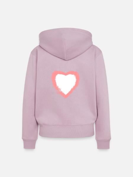 Rosa weißes Herz - Frauen Premium Bio Zip Hoodie - Altrosa