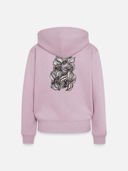 Schwarz-Weiß Blattmuster - Frauen Premium Bio Zip Hoodie - Altrosa