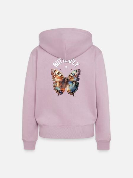 Schmetterling in Aquarell - Frauen Premium Bio Zip Hoodie - Altrosa
