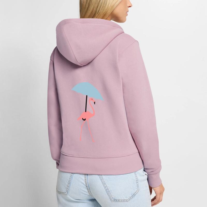 Flamingo mit Regenschirm oder Sonnenschirm Frauen Premium Bio Zip Hoodie