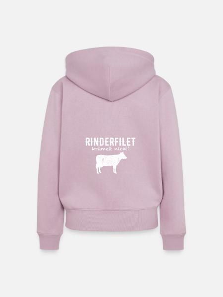 Rinderfilet anti vegan Geschenk - Frauen Premium Bio Zip Hoodie - Altrosa