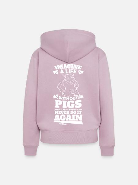 Schwein - Frauen Premium Bio Zip Hoodie - Altrosa