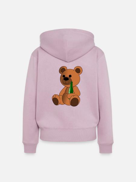 Teddy Bär mit Bierflasche - Frauen Premium Bio Zip Hoodie - Altrosa
