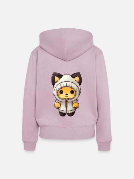 Fuchs Winter Comic Niedlich - Frauen Premium Bio Zip Hoodie - Altrosa