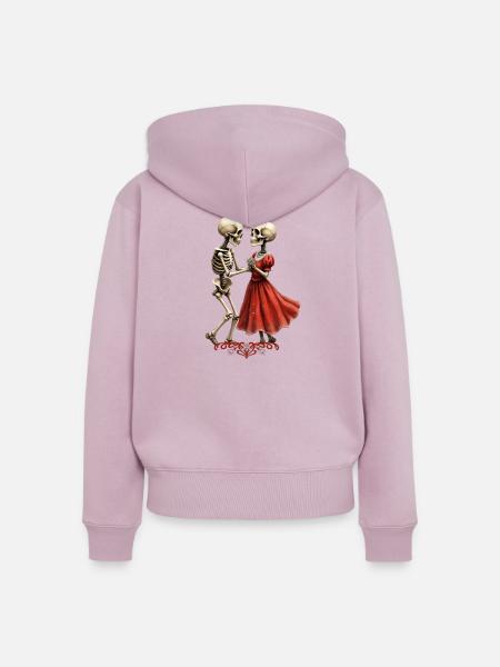 Roter Skeletttanz - Frauen Premium Bio Zip Hoodie - Altrosa
