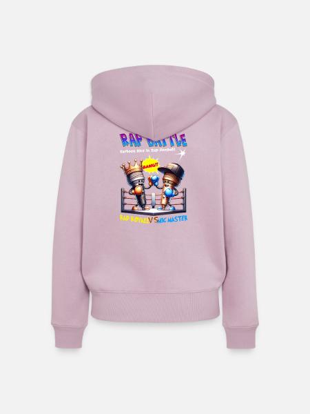 Rap Battle Mikrofon Battle - Frauen Premium Bio Zip Hoodie - Altrosa