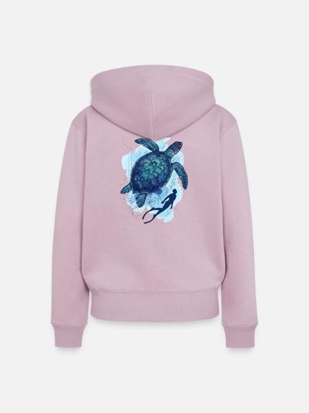Die Große Schildkröte & Taucher - Frauen Premium Bio Zip Hoodie - Altrosa