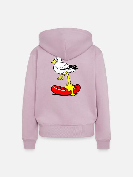 Bratwurst mit Senf, Vogel - Frauen Premium Bio Zip Hoodie - Altrosa