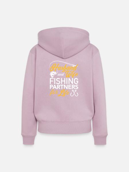 Angeln - Frauen Premium Bio Zip Hoodie - Altrosa