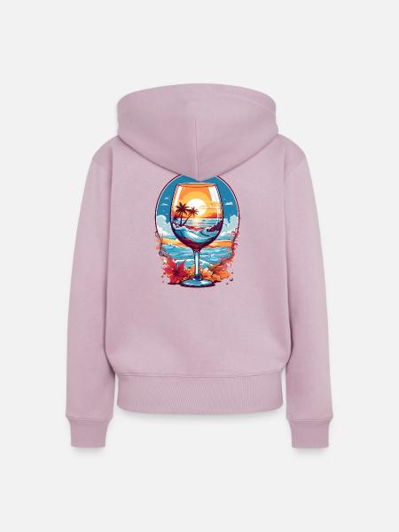 Strand Weinglas - Frauen Premium Bio Zip Hoodie - Altrosa