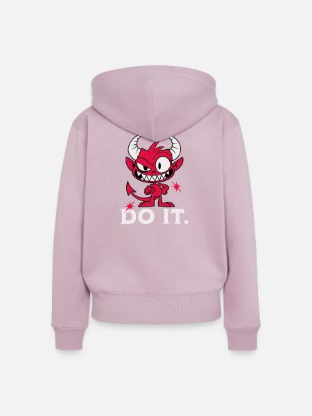 Tu es. Frecher Teufel - Frauen Premium Bio Zip Hoodie - Altrosa
