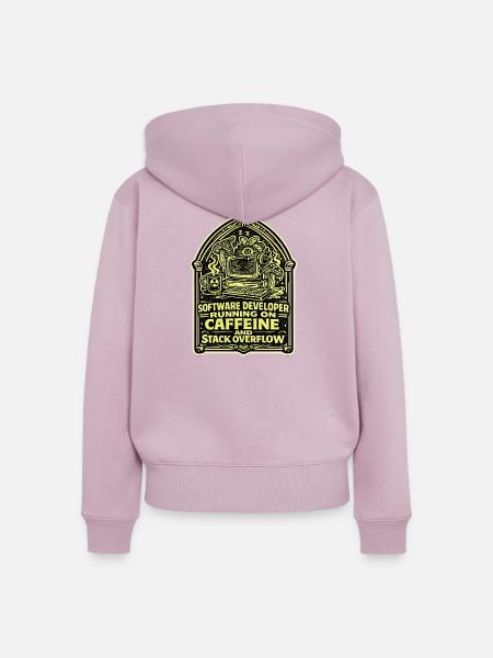 Koffein Und Stack Overflow Entwickler Design - Frauen Premium Bio Zip Hoodie - Altrosa