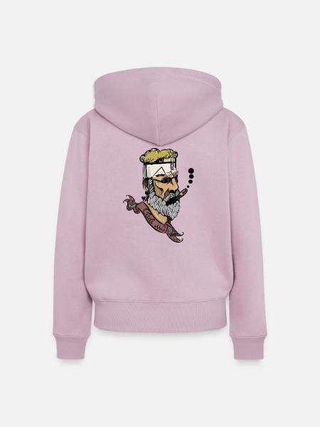 Bart Mann mit Zigarre - Frauen Premium Bio Zip Hoodie - Altrosa
